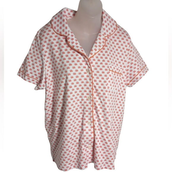 Roller Rabbit Other - Roller Rabbit Pink Butterfly Print Pajama Top Short Sleeve Button Size XL